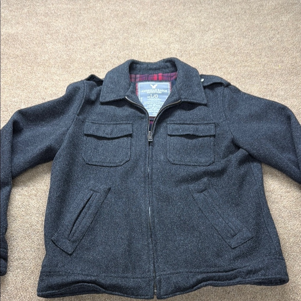 American Eagle Outfitters AEO Mens Wool Blend Full Zip Jacket Coat Size L